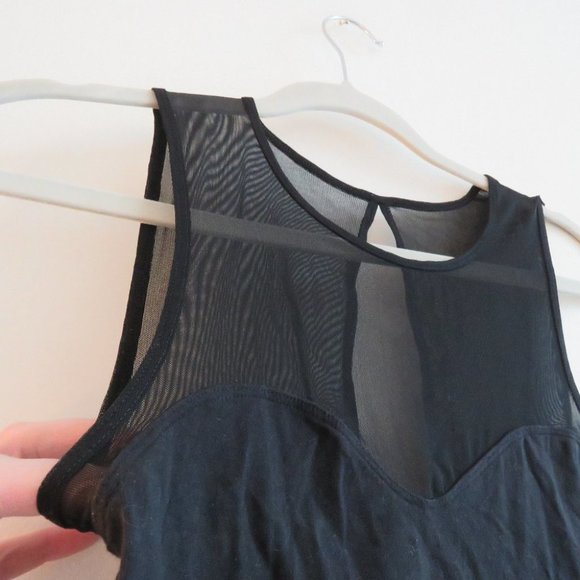 ABERCROMBIE & FITCH Black Mesh Top Sleeveless Bodysuit Minimalist Stretch - Sz S - Picture 5 of 13